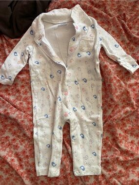 F&F Cream One-Piece with Blue and Pink Bird Print